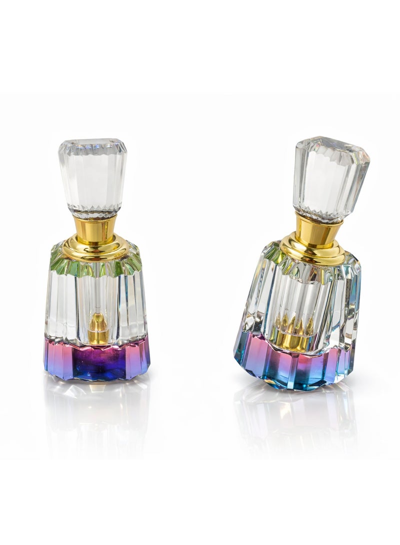 Bergott 1x Empty Crystal Glass Bottle for Attar Perfume Oil 6ml | Color-Shift Cut Glass | Crystal Showpiece and Gift Ideas for Perfume Lovers - Image 2